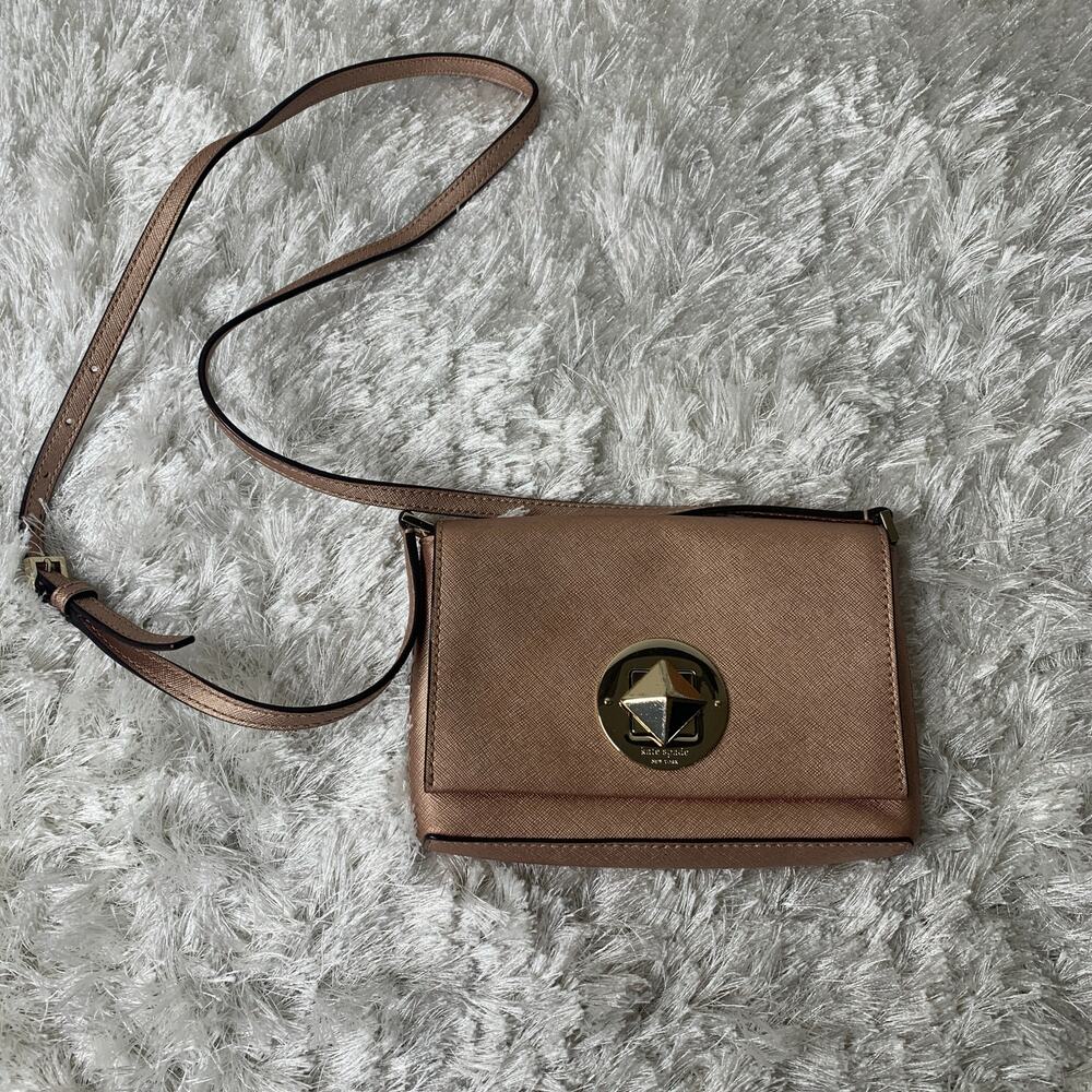 Kate Spade Rose Gold Newbury Lane Sally Crossbody Mini Bag Saffiano Leather